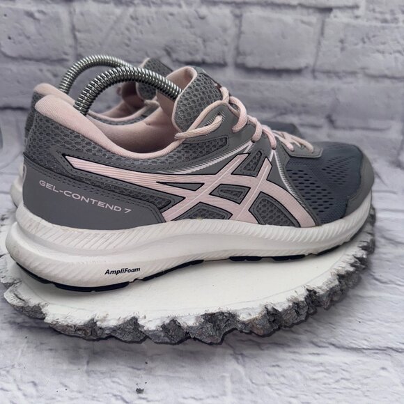 Asics Womens Gel-Contend 7 Athletic Running Shoes Gray Pink Sneakers Sz 10 Wide - Picture 7 of 10